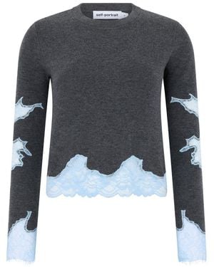 Self-Portrait Wool Blend Sweater - Black