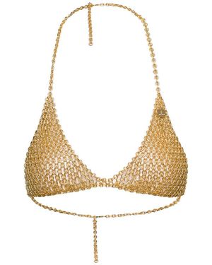 Silvia Gnecchi Gold-tone Traingle Top With Logo Charm In Metal Mesh Woman - Natural