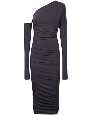 ANDAMANE Olimpia One-Shoulder Draped Midi Dress - Blue