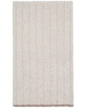 Brunello Cucinelli Flecked Cashmere Ribbed Knit Scarf - White