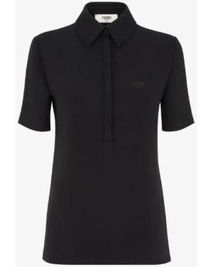 Fendi Silk Polo Shirt - Black
