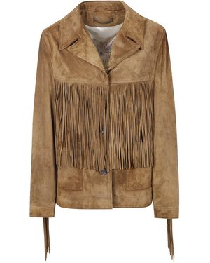 Golden Goose "Journey W's" Jacket With Fringes - Brown