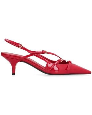 Miu Miu Patent Leather Slingbacks With Buckles Shoes - Red
