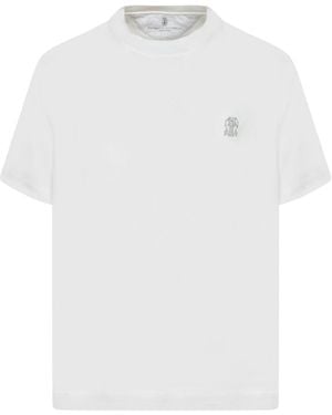 Brunello Cucinelli Logo Cotton T-Shirt - White