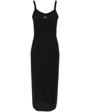 Alexander Wang Openwork Mesh Midi Dress With Fitted Silhouette - Black
