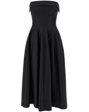 Alberta Ferretti Off-The-Shoulder Midi Dress With Structured Corset - Black