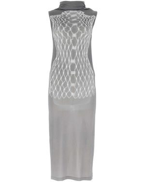 MM6 by Maison Martin Margiela Dummy Print Jersey Midi Dress - Gray