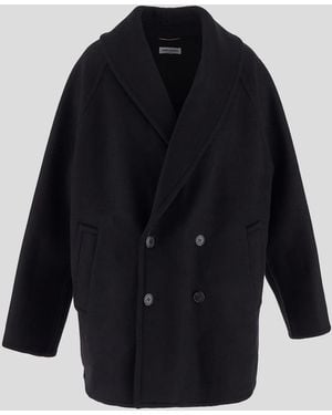 Saint Laurent Double-Breasted Coat - Blue