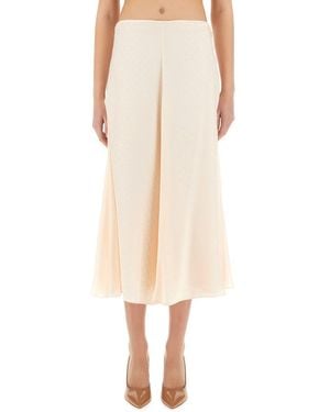 Fendi Ff Silk Skirt - Natural