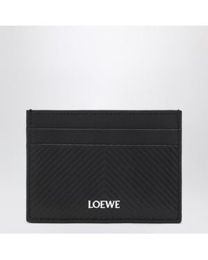 Loewe Cardholder With Textured Chevron Motif - Black