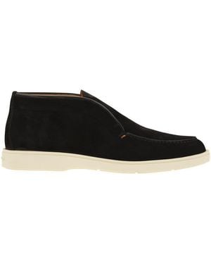 Santoni Suede Desert Boot - Black