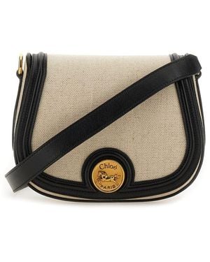 Chloé Saddle Bag Horse Medal Small - Black