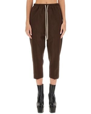 Rick Owens Drawstring Astaires Cropped Trousers - Brown