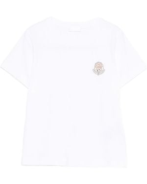 Moncler Round-Neck T-Shirt With Logo Patch Detail - White