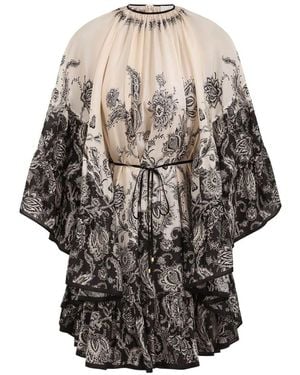 Zimmermann Rhiannon Printed Silk Mini Dress - Grey
