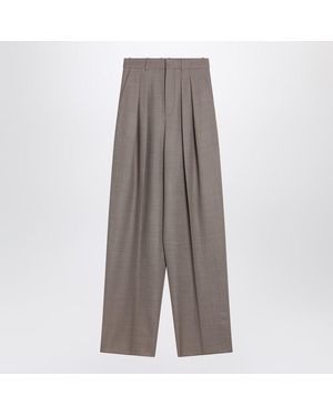 Saint Laurent Wide Taupe Trousers - Grey