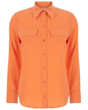 Equipment 'Signature' Shirt With Pointed Collar - Orange