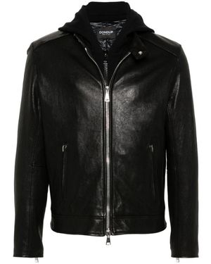 Dondup Lamb Leather Jacket With Hood - Black