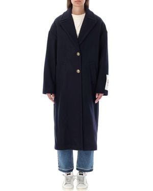 Golden Goose Heraldic Buttons Single-Breasted Cocoon Coat - Blue