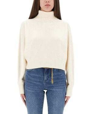 Michael Kors Cropped High Neck Sweater - Blue