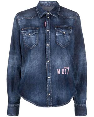 DSquared² Logo-print Denim Shirt - Blue