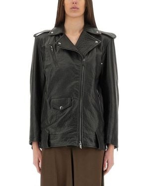 レザージャケット・コート SALVATORE SANTORO Women Leather Jackets 45003 D BLACK Salvatore Santoro Single-Breasted Leather Jacket - Black