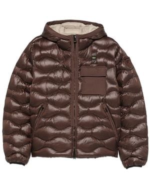 Blauer Usa Zip-Up Hooded Down Jacket - Brown