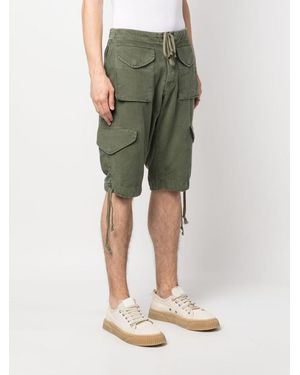 Greg Lauren Drawstring Cargo Cotton Shorts - Green