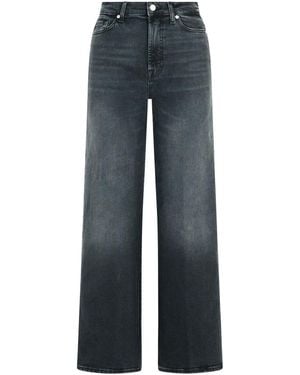 7 For All Mankind Black Cotton Blend Jeans - Blue