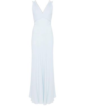 Semicouture Light 'Marisol' Long Dress With V-Neck - White