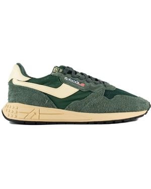 Autry Reelwind Low Nylon Suede And Leather Bottle And Rutabaga Trainers - Green