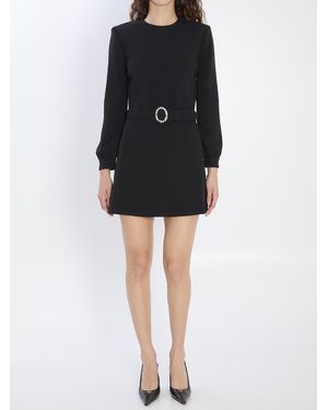 Saint Laurent Mini Dress With Neckline - Black