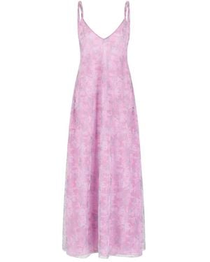 Emporio Armani Maxi Dress With V-Neckline - Pink