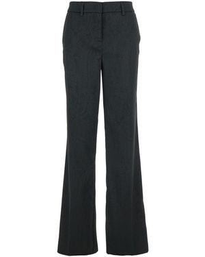 Plain Pants With Damask Effect - Blue