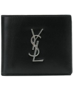 Saint Laurent Cassandre East/west Smooth Leather Wallet Accessories - Black