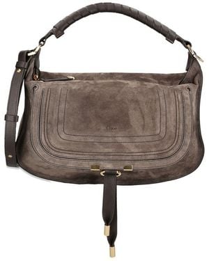 Chloé Marcie Suede Leather Shoulder Bag - Brown