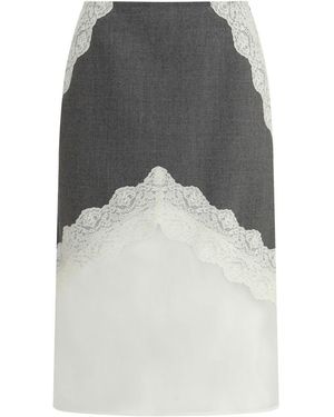 Jil Sander Midi Wool And Lace Skirt - Grey