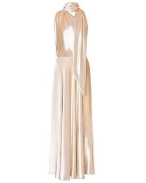 Alberta Ferretti Long One-Shoulder Velvet Dress - White