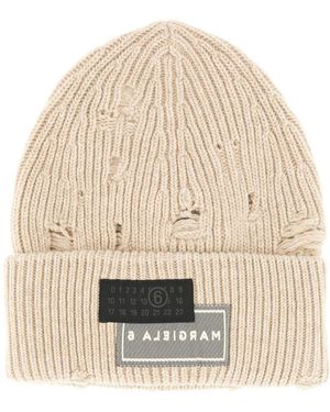 MM6 by Maison Martin Margiela Beanie Hat With Logo - Natural