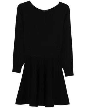 Roberto Collina Long-Sleeved Wool Flared Dress - Black