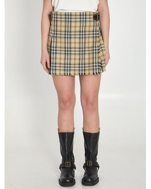 Burberry Mini Check Wool Kilt - Green