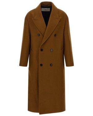 Ami Paris Double-Breasted Coat - Brown