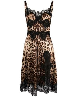 Dolce & Gabbana Printed Midi Dress - Black