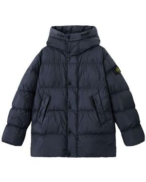 Stone Island Short Hooded Down Jacekt - Blue