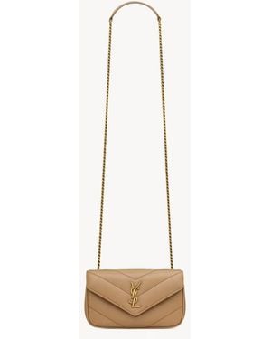 Saint Laurent "Lou Lou" Crossbody Bag Mini - Natural