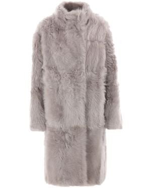 Yves Salomon Manteau Shearling Coat - Grey