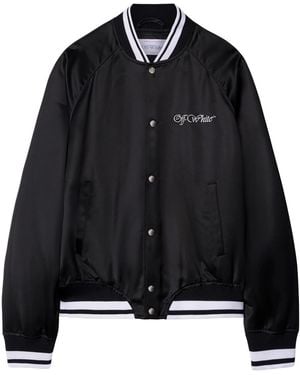 Off-White c/o Virgil Abloh Off- University Satin Souvenir Bomber Jacket - Black