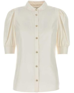 Alessandra Rich Ivory Satin Shirt - White