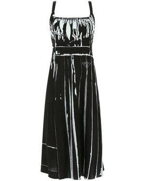 Prada Printed Stretch Viscose Dress - Black