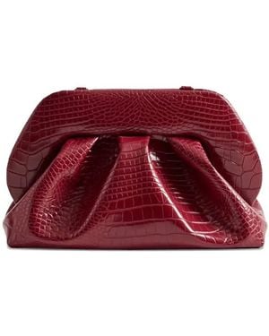 THEMOIRÈ Tia Crocodile-effect Clutch - Red